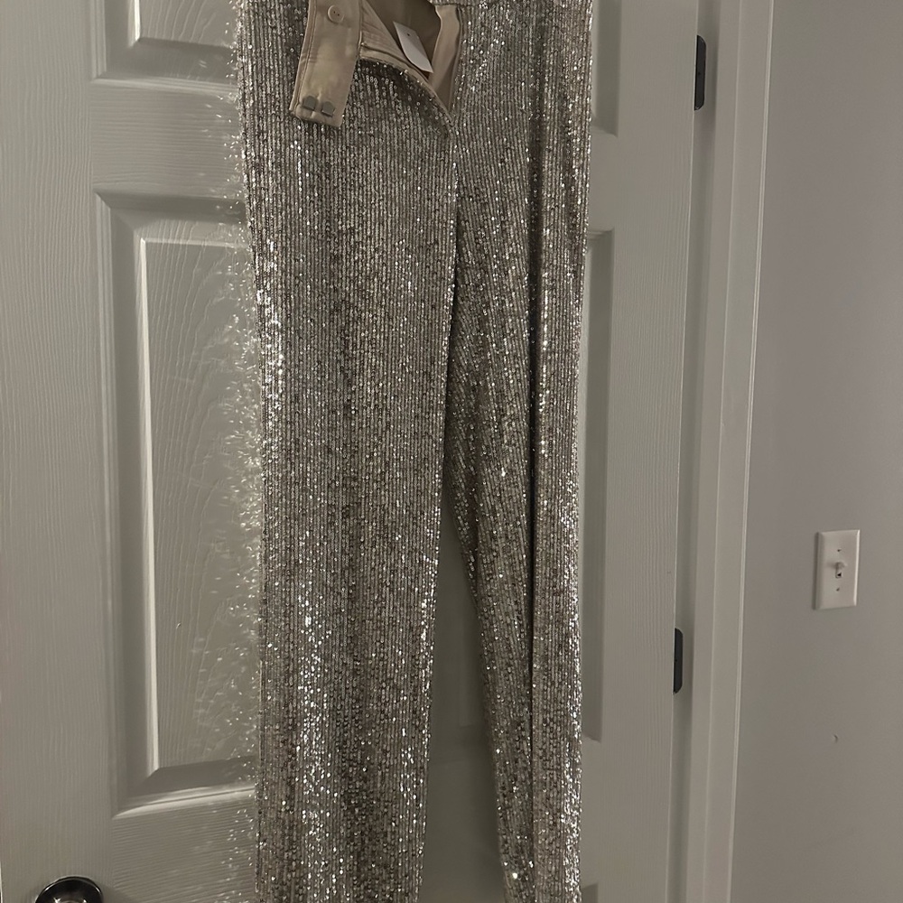 LOFT Shimmering Silver Sequin Pants